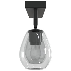 Schwarzer Deckenstrahler aus Glas und Metall