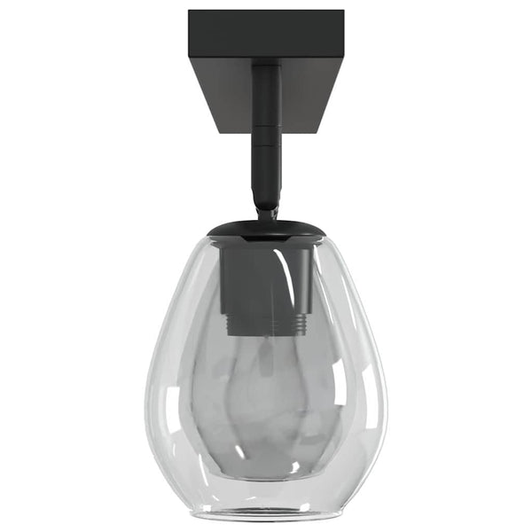 Schwarzer Deckenstrahler aus Glas und Metall