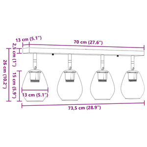 Schwarzer Deckenstrahler aus Glas und Metall