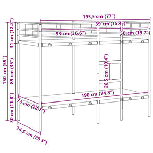 Etagenbett Schwarz 75x190 cm Stahl