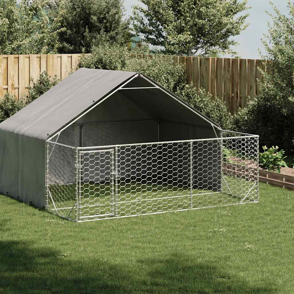 vidaXL Chenil extérieur avec enclos 3x3x1,9 m Acier galvanisé
