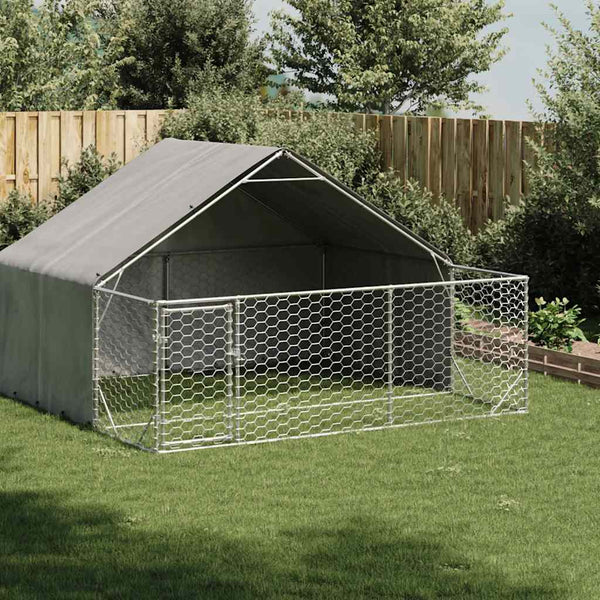 vidaXL Chenil extérieur avec enclos 3x3x1,9 m Acier galvanisé