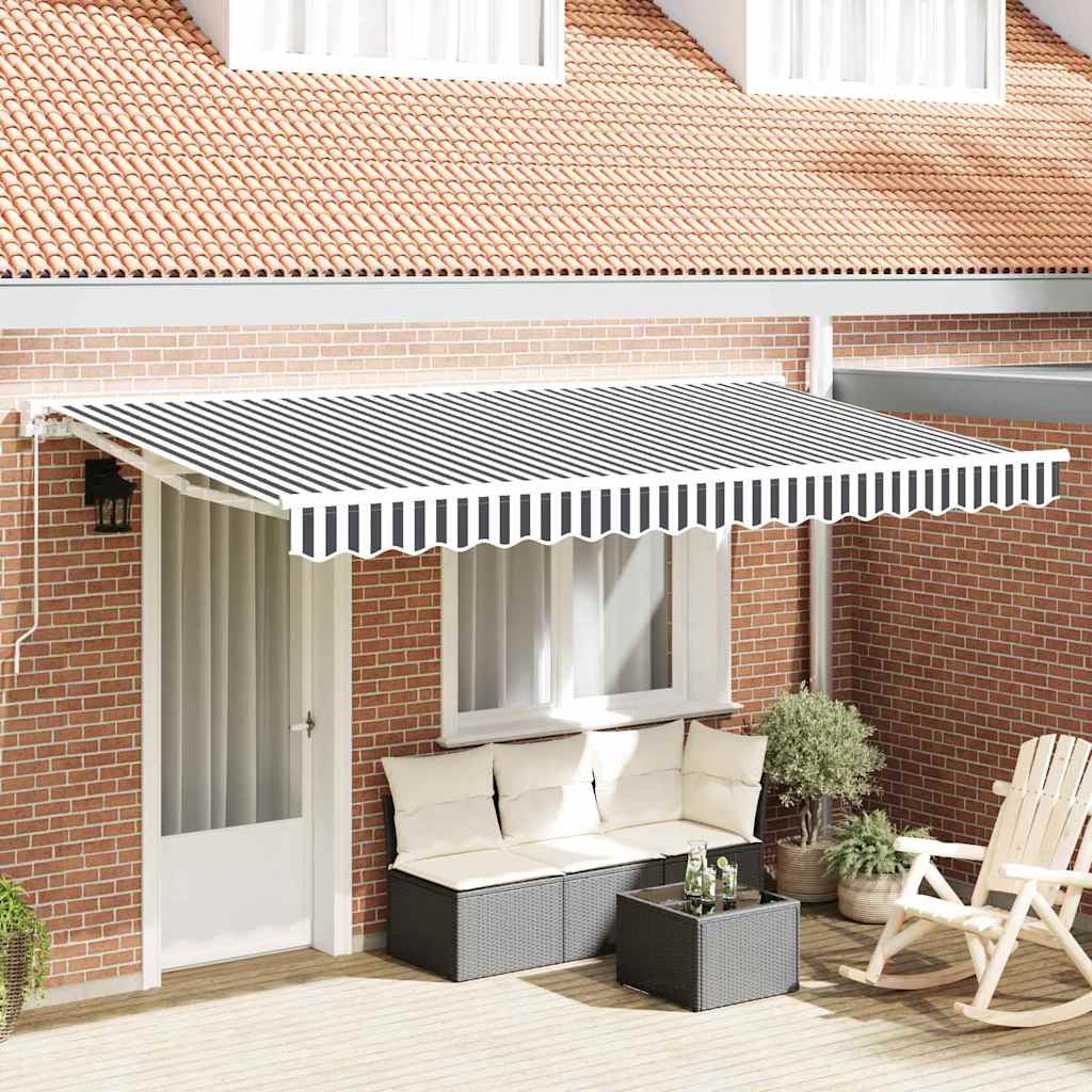 vidaXL Awning Replacement Fabric Anthracite and White 4 x 2 m Polyester
