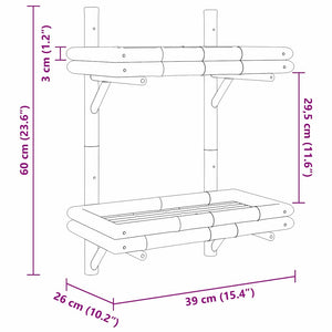 Wandregal Braun Bambus 39x26x60cm