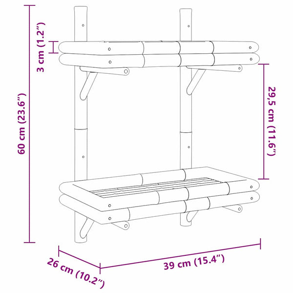 Wandregal Braun Bambus 39x26x60cm