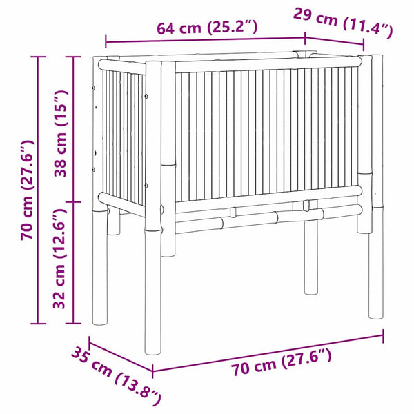Bambus Hochbeet Braun 70x35x70cm