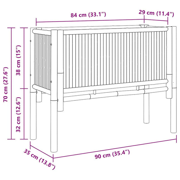 Hochbeet Braun Bambus 90x35x70cm