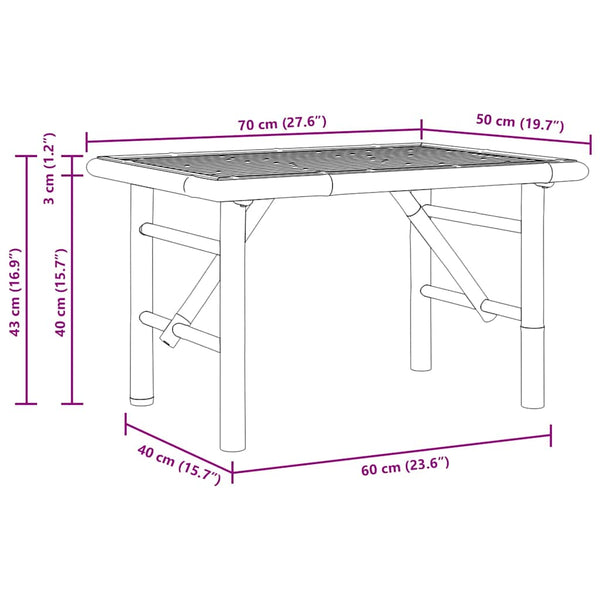 Couchtisch Braun Bambus 70x40x36 cm