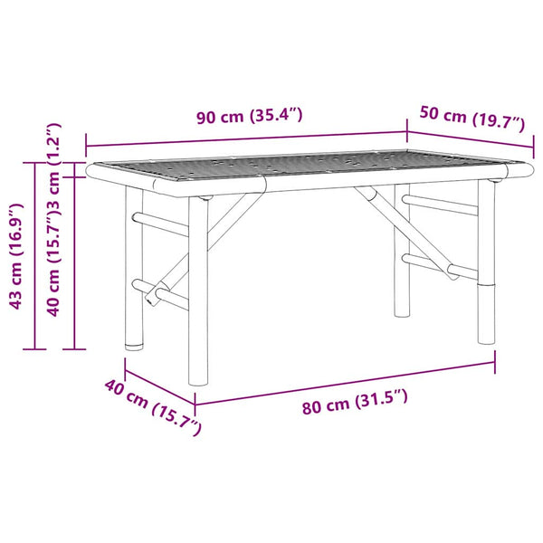 Couchtisch Braun Bambus 90x50 cm