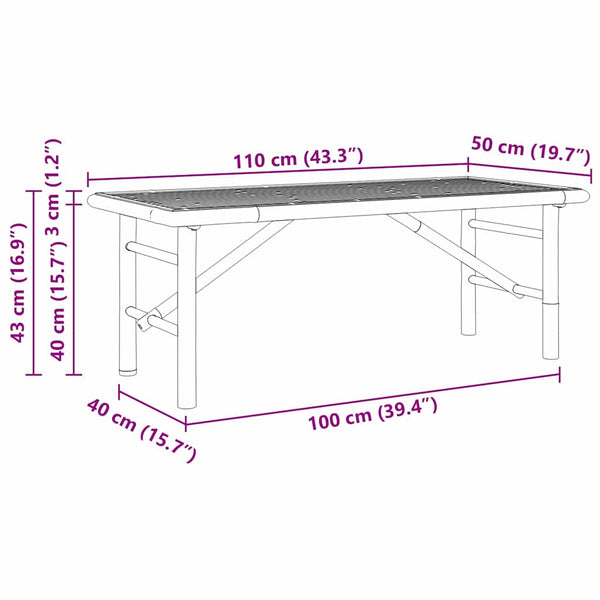 Couchtisch Bambus Braun 110cm
