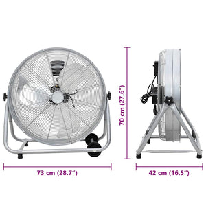 Trommelventilator mit Rad, Silber, 73x42x70 cm