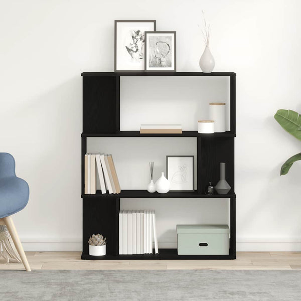 Bücherregal Schwarz Eichen-Optik 80x96 cm