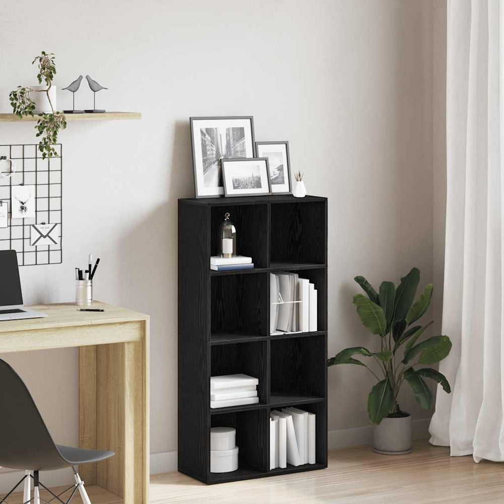 Bücherregal Schwarz Eichen-Optik 66x30x130 cm
