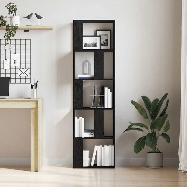 Schwarz Eiche Bücherregal Raumteiler 45x24x159 cm