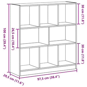 Bücherregal Schwarz Eichenoptik, 97,5 cm