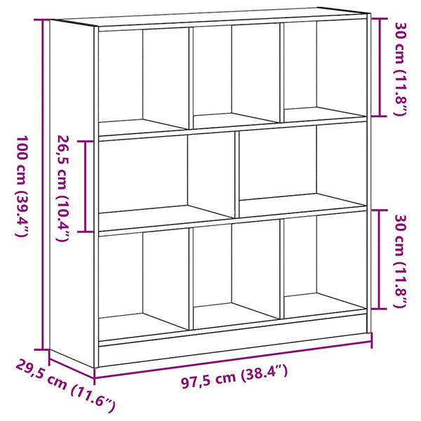 Bücherregal Schwarz Eichenoptik, 97,5 cm