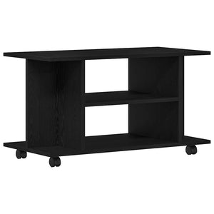 TV-Schrank Schwarz Eichen-Optik Rollen 80x40x45 cm
