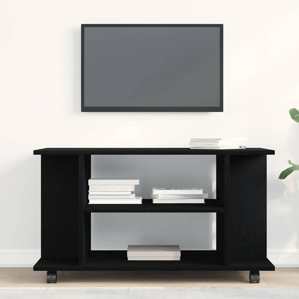 TV-Schrank Schwarz Eichen-Optik Rollen 80x40x45 cm