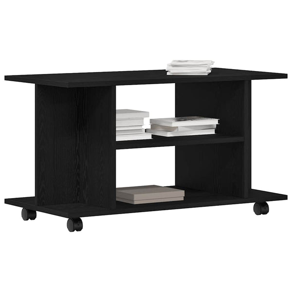 TV-Schrank Schwarz Eichen-Optik Rollen 80x40x45 cm