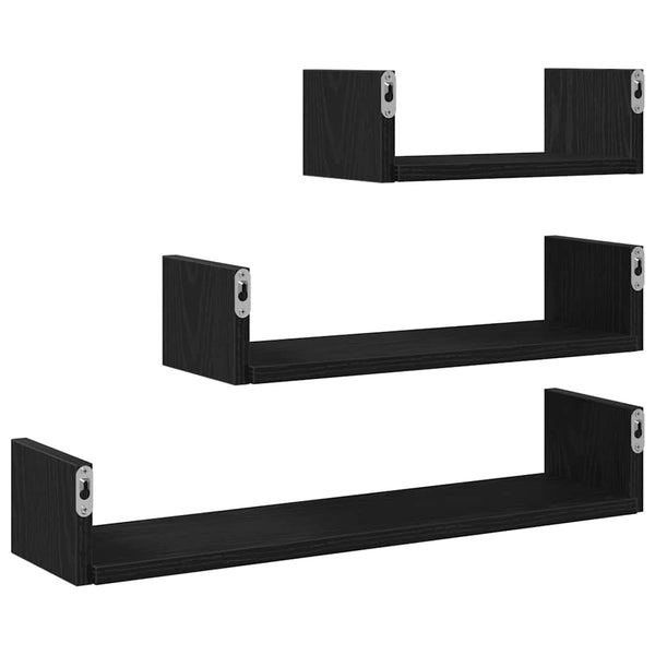 Wandregale 3er Set Schwarz Eiche