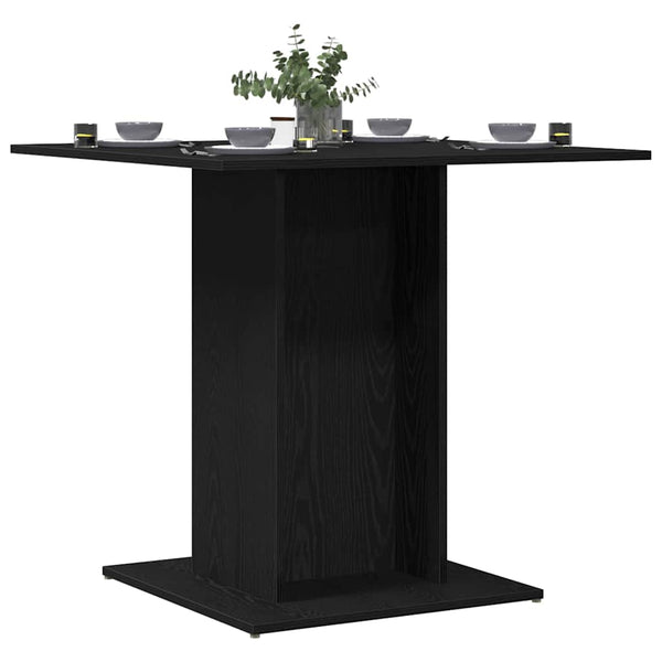 vidaXL Table de salle à manger aspect chêne noir 80x80x75 cm en bois d'ingénierie
