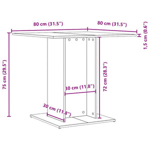vidaXL Table de salle à manger aspect chêne noir 80x80x75 cm en bois d'ingénierie