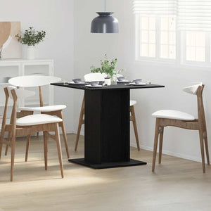 vidaXL Table de salle à manger aspect chêne noir 80x80x75 cm en bois d'ingénierie