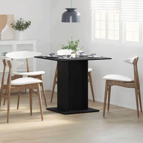 vidaXL Table de salle à manger aspect chêne noir 80x80x75 cm en bois d'ingénierie