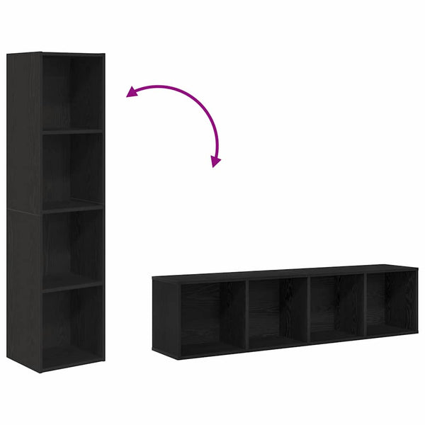 Schwarzes Bücherregal Eichen-Optik