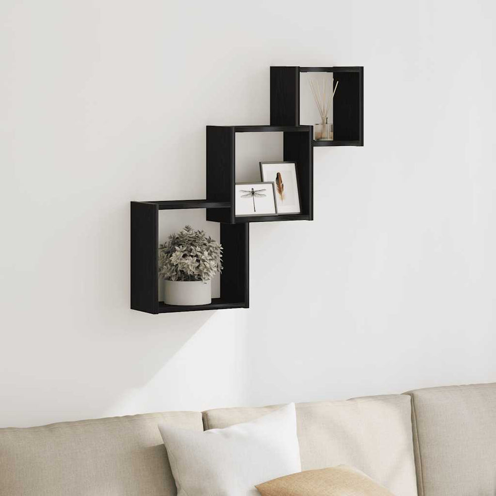 vidaXL Cube Shelves Black Oak Look 68x15x68 cm Engineered Wood