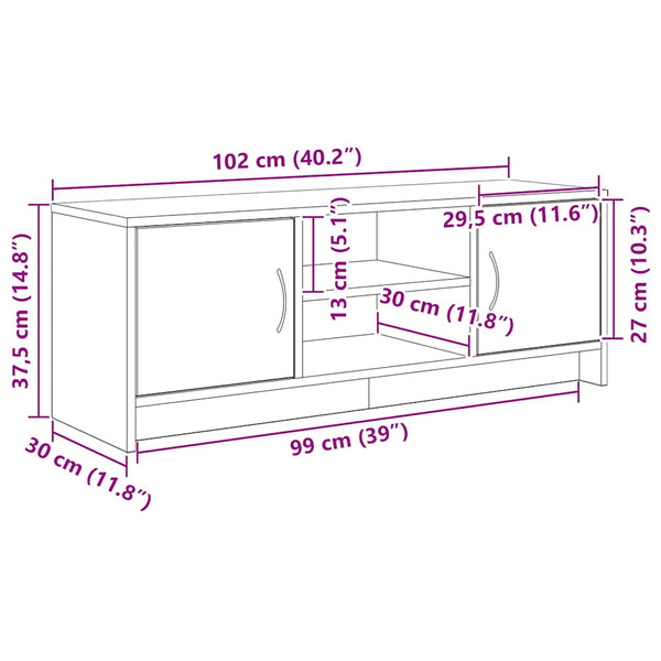 TV-Schrank Eiche Schwarz 102 cm