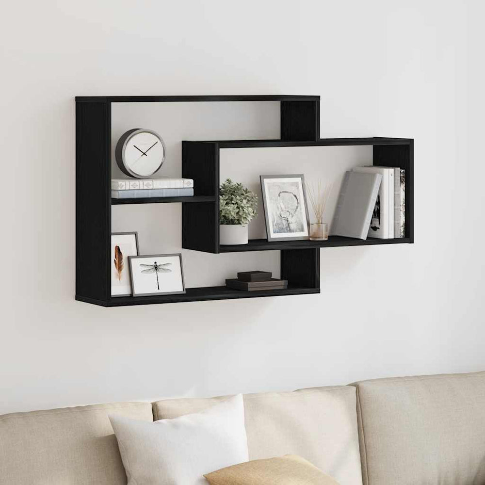 vidaXL Wall Shelf Oak Black 104x20x58.5 cm Engineered Wood