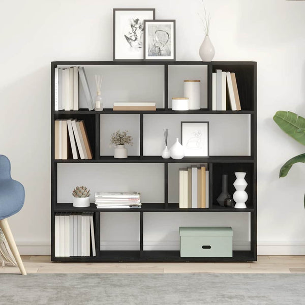 Eiche Schwarz Bücherregal Raumteiler 105x102 cm