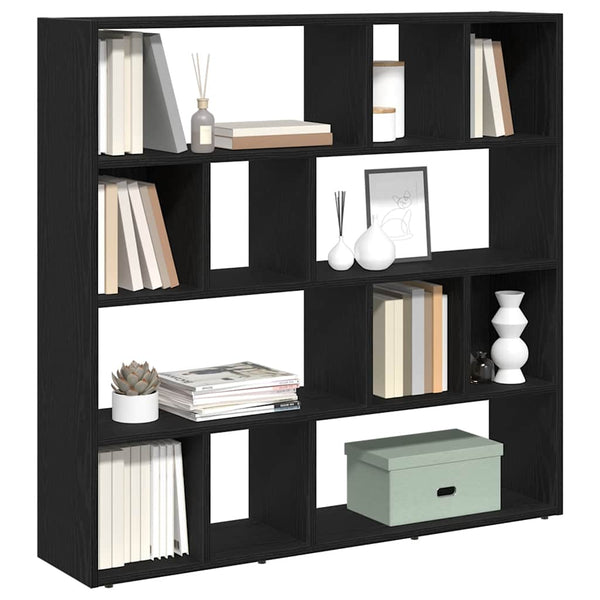 Eiche Schwarz Bücherregal Raumteiler 105x102 cm