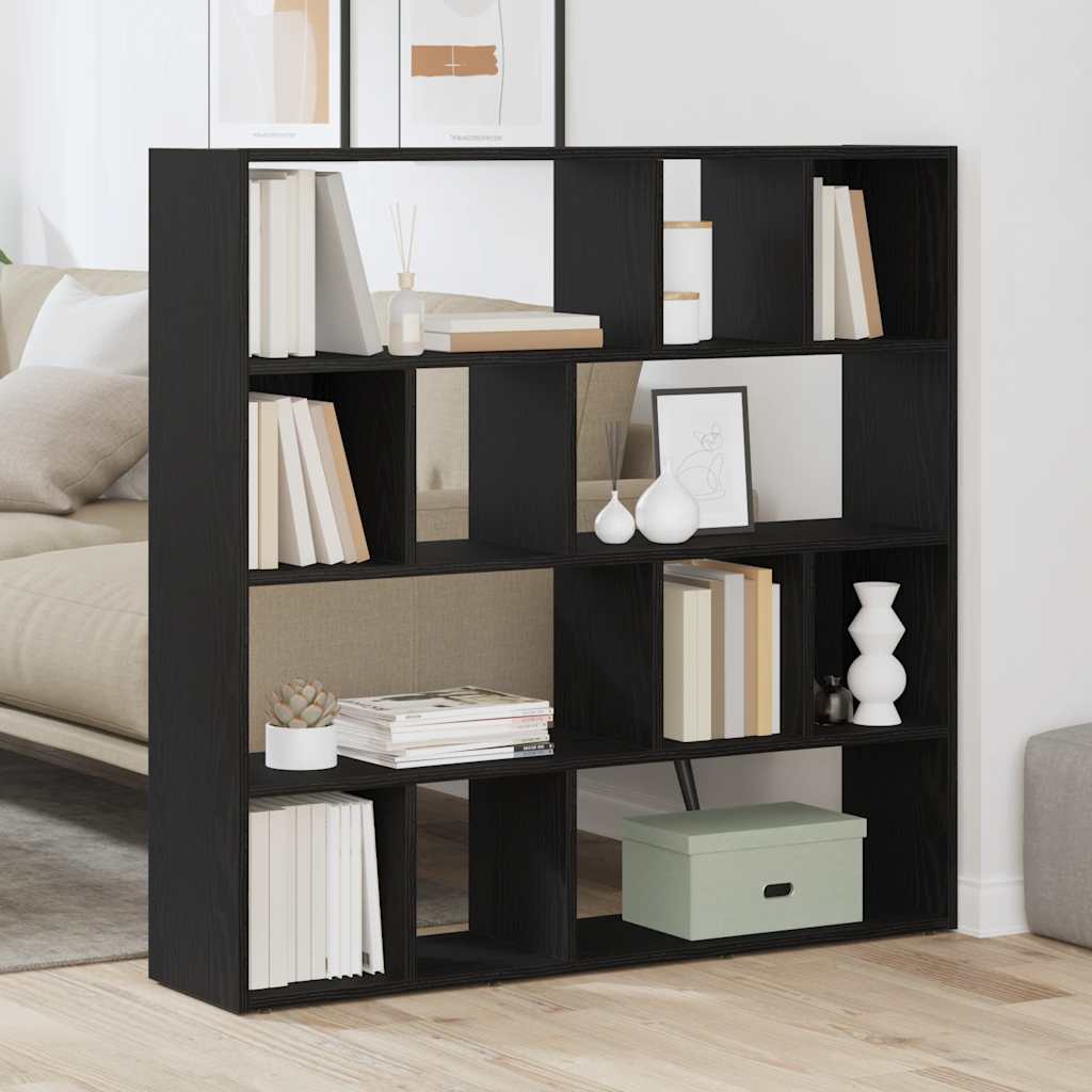 Eiche Schwarz Bücherregal Raumteiler 105x102 cm