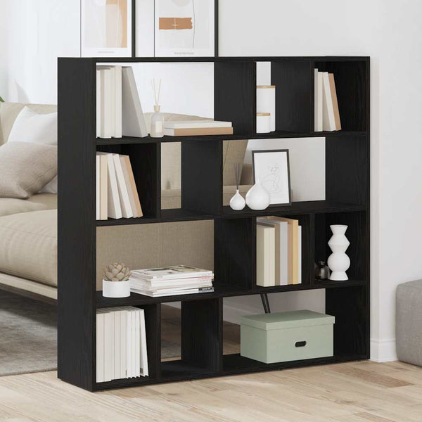 Eiche Schwarz Bücherregal Raumteiler 105x102 cm