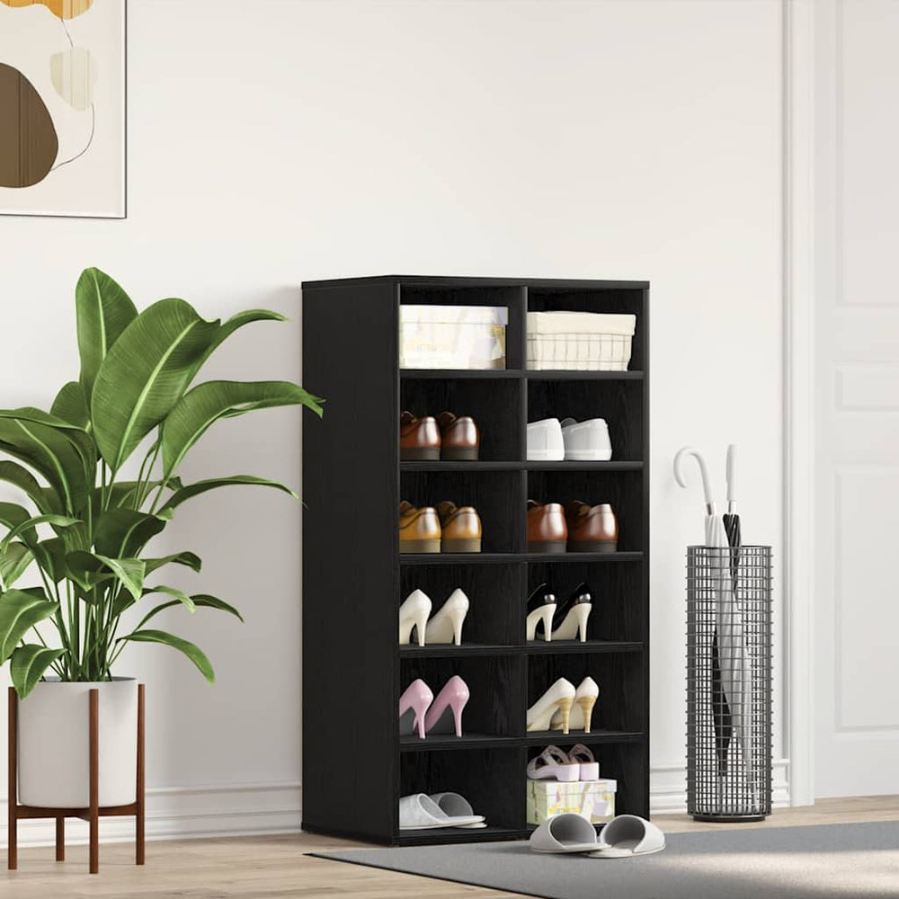 Schuhregal Schwarz Eichenoptik