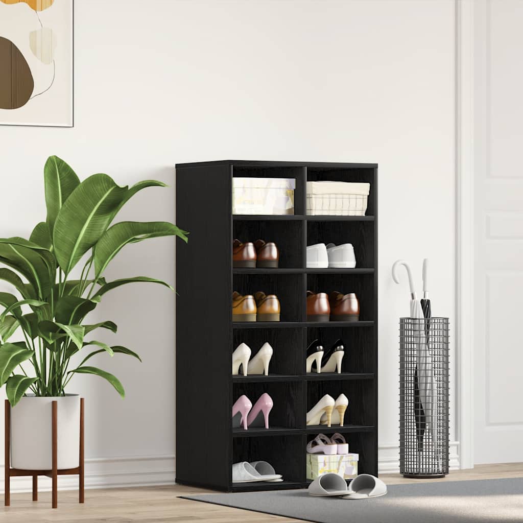 Schuhregal Schwarz Eichenoptik