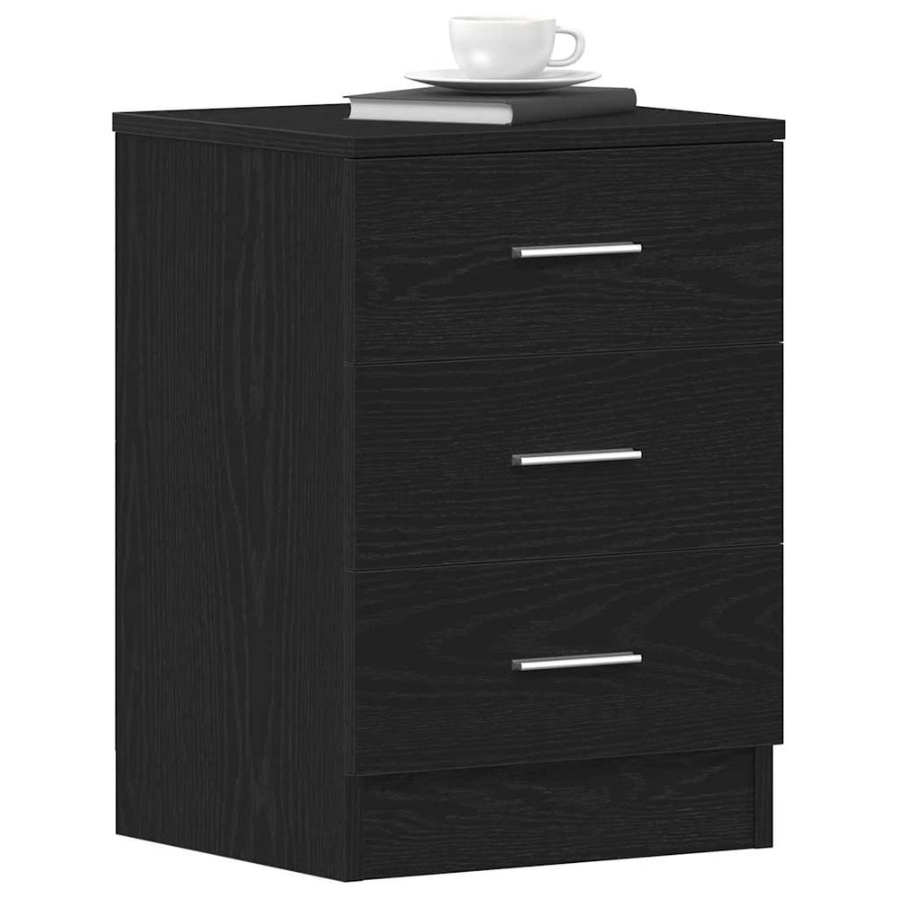 vidaXL Black Oak Nightstand, 38 x 35 x 55 cm, Engineered Wood