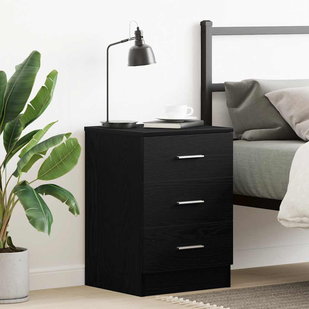 vidaXL Table de chevet en chêne noir 38x35x55 cm, bois d'ingénierie
