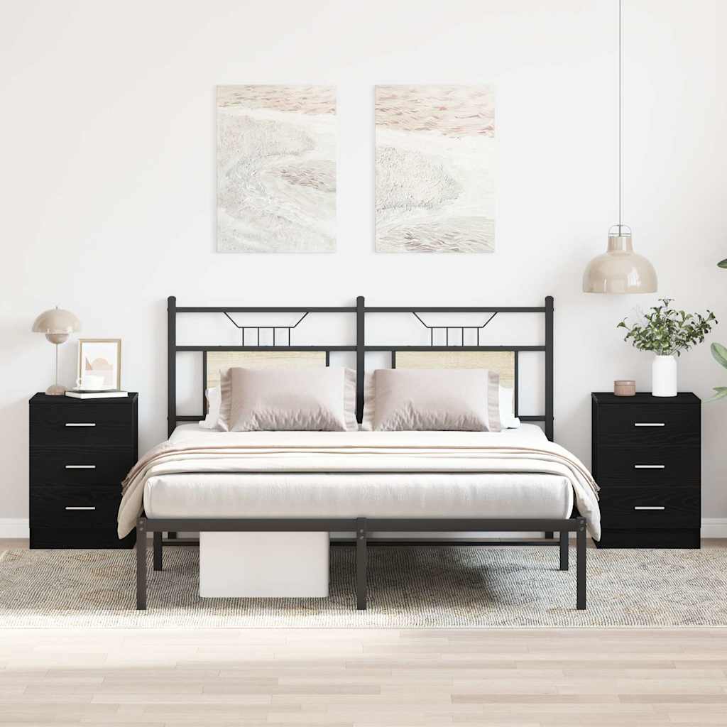Nachttische 2er Set Schwarze Eiche