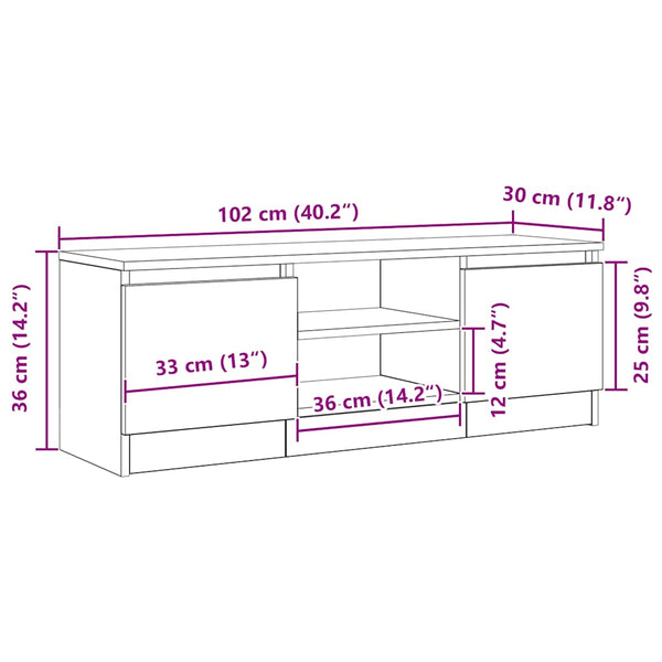 TV-Schrank Schwarz Eichen-Optik 102 cm