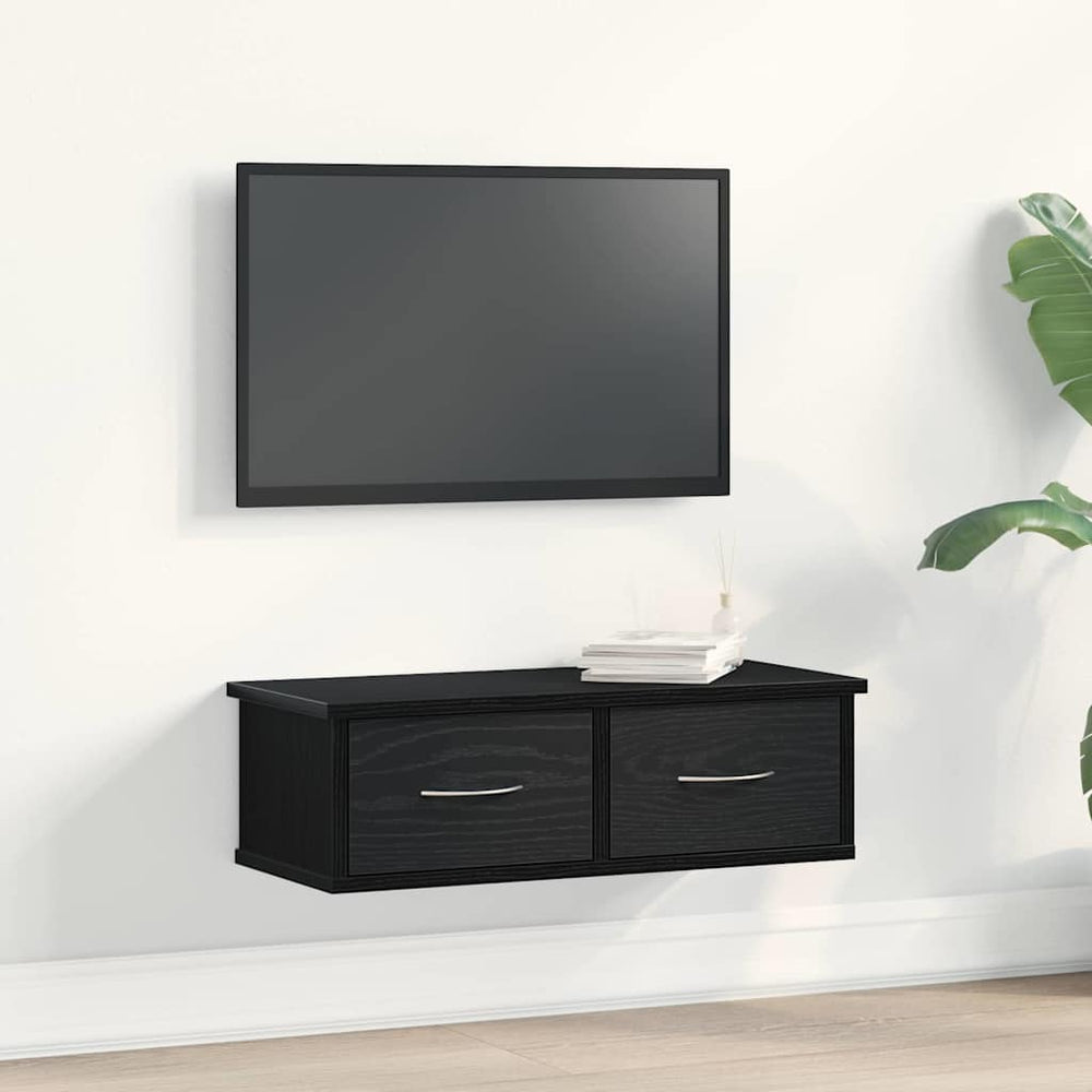 Wandschrank Schwarz Eichen-Optik 60 cm