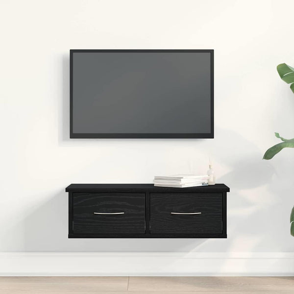 Wandschrank Schwarz Eichen-Optik 60 cm