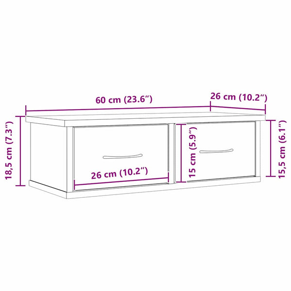 Wandschrank Schwarz Eichen-Optik 60 cm