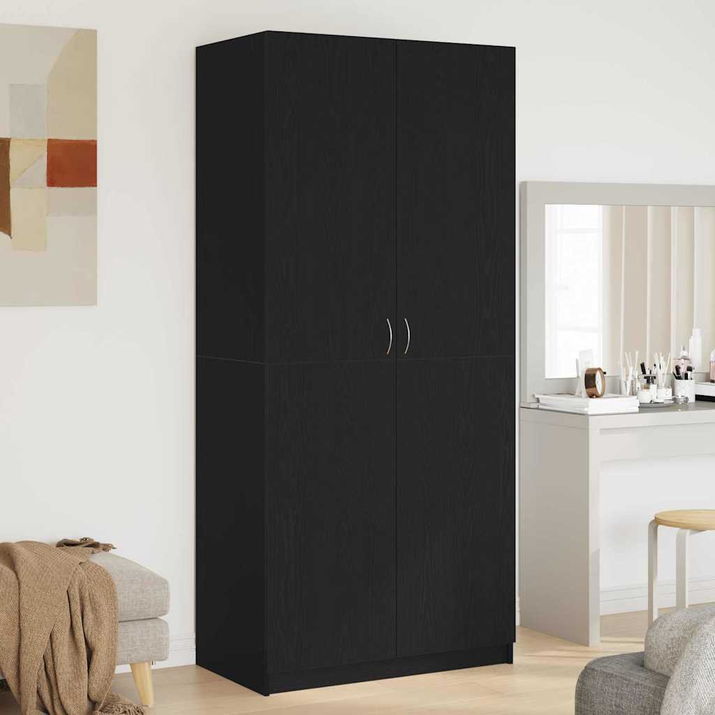 Kleiderschrank Schwarz Eichen-Optik 90x52x200 cm