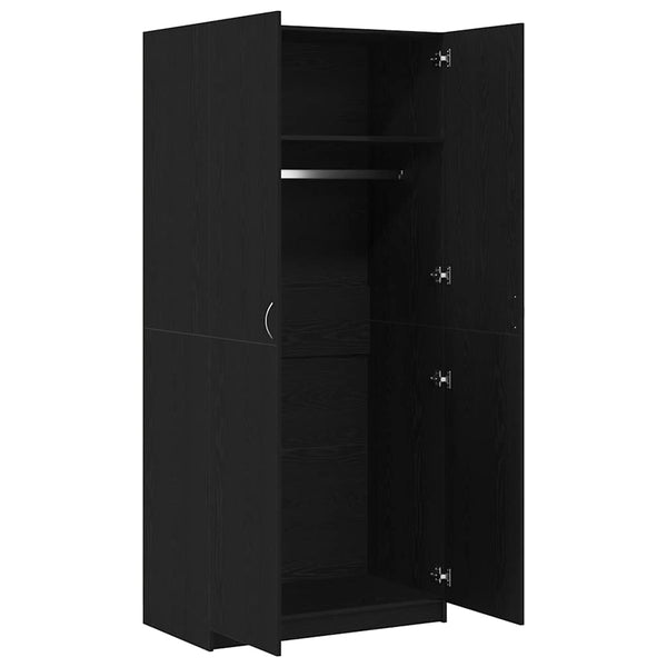 Kleiderschrank Schwarz Eichen-Optik 90x52x200 cm