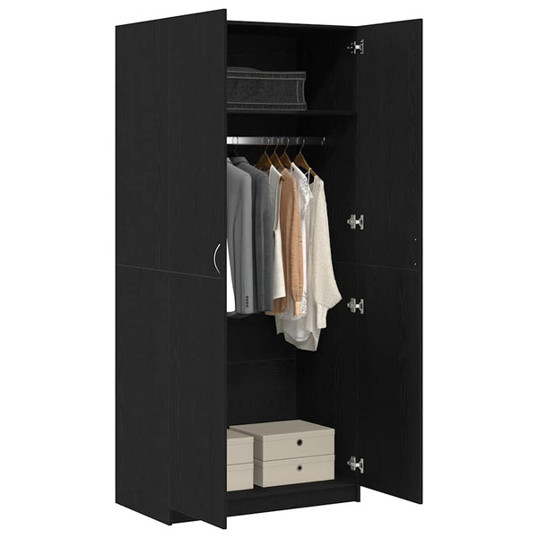 Kleiderschrank Schwarz Eichen-Optik 90x52x200 cm
