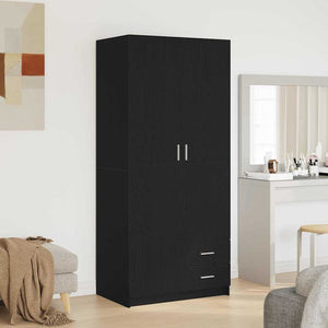 Kleiderschrank Schwarz Eichen-Optik 80x52x180 cm