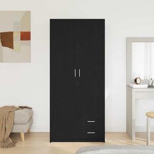 Kleiderschrank Schwarz Eichen-Optik 80x52x180 cm